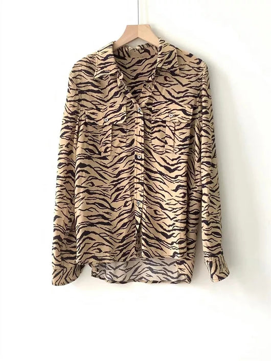 Camisa Larga Estampado Tigre para Mujer - Estilo Francés Otoño Temprano - Image 7