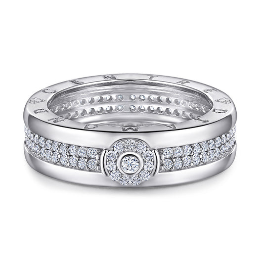 Anillo Ancho para Hombre con Diamantes Micro Incrustados - Image 6