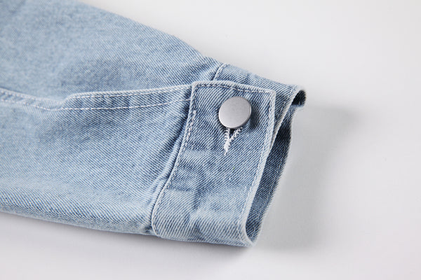 Chaqueta Denim Vintage con Estampado Patchwork para Mujer