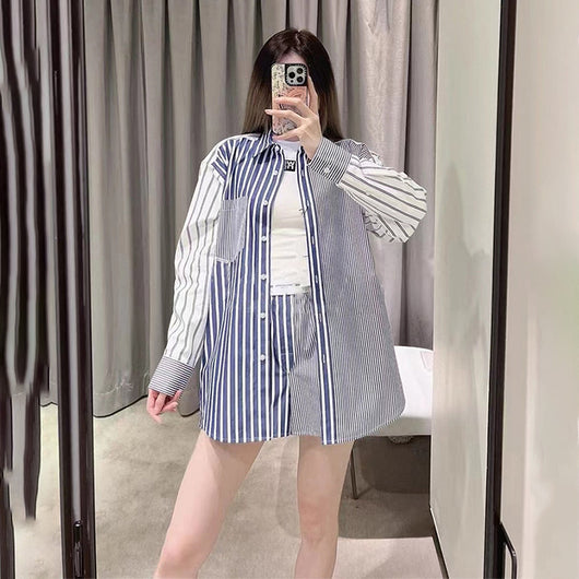 Blusa Suelta de Patchwork para Mujer - Diseño Trendy y Versátil - Image 3