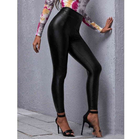 Pantalones de Cuero PU Ajustados de Cintura Media para Mujer - Image 6