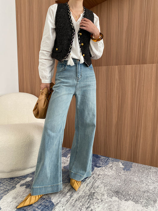 Jeans Talle Alto Elásticos Lavados con Corte Amplio y Cintura Ajustada - Image 18