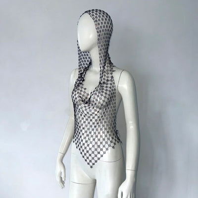 Camiseta de Malla Hueca con Strass Brillante - Image 14