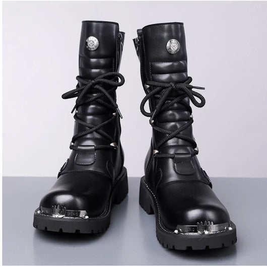 Botas Altas de Invierno para Hombre Estilo Ecuestre Vintage Denim Británico - Image 3