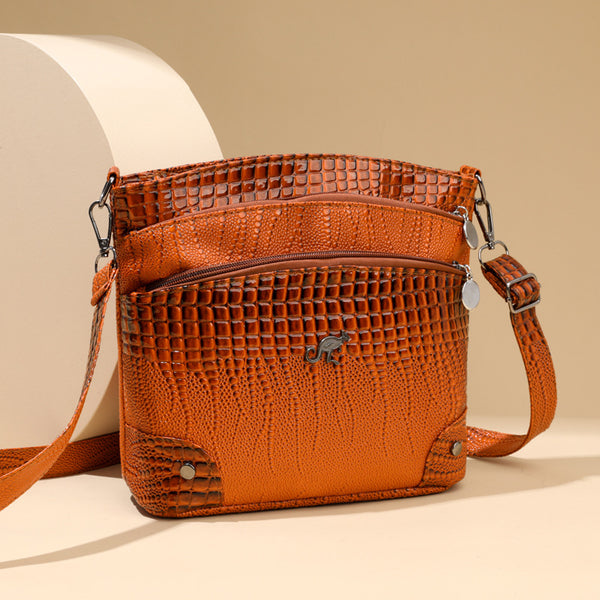 Bolso Bandolera Patrón Cocodrilo Vintage Multicapa Casual para Mujer