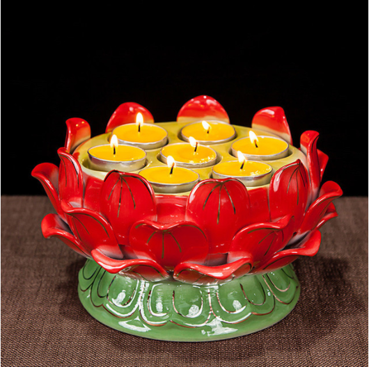 Porta Vela de Loto Cerámica - Recipiente Dharma para Meditación - Image 10