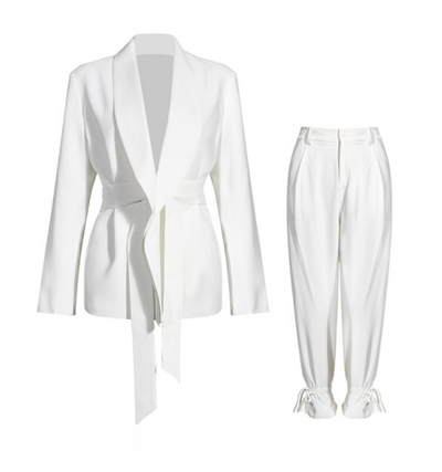 Traje Blanco Elegante de Dos Piezas con Pantalón Ancho - Diseño Ejecutivo - Image 10