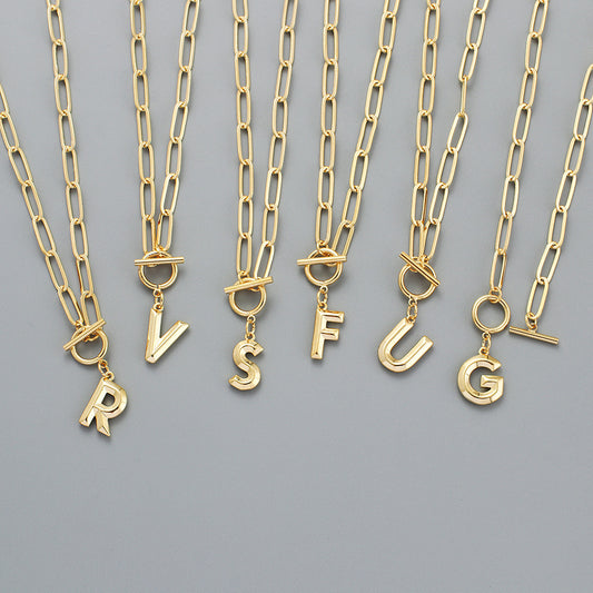 Collar de Letra Chapado en Oro Real Estilo Hip Hop