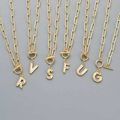 Collar de Letra Chapado en Oro Real Estilo Hip Hop