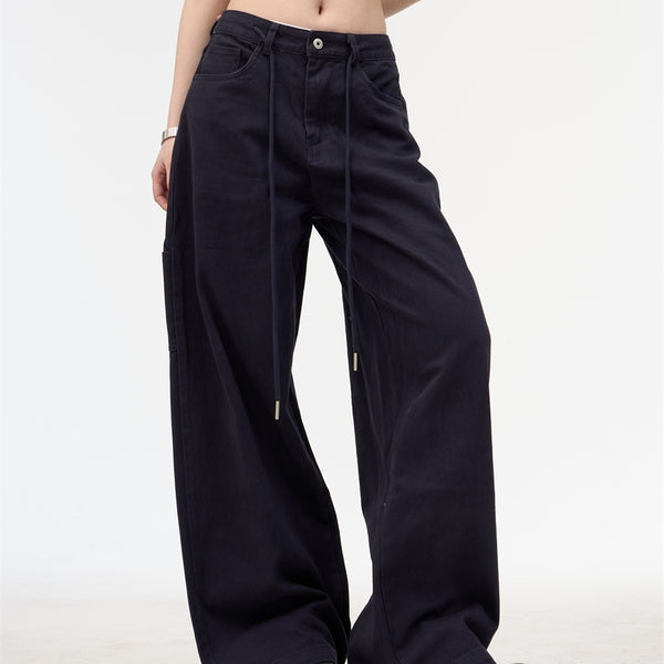 Pantalón Cargo Recto con Bordado de Alfabeto Retro y Múltiples Bolsillos para Mujer - Image 5