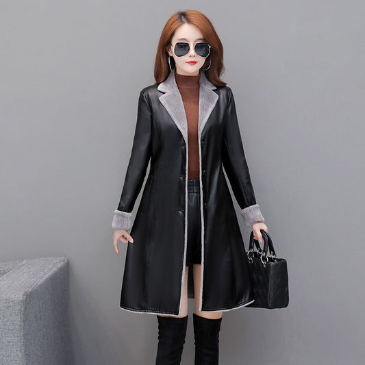 Abrigo Trench Coat de Cuero PU Premium con Forro Velvet - Image 2