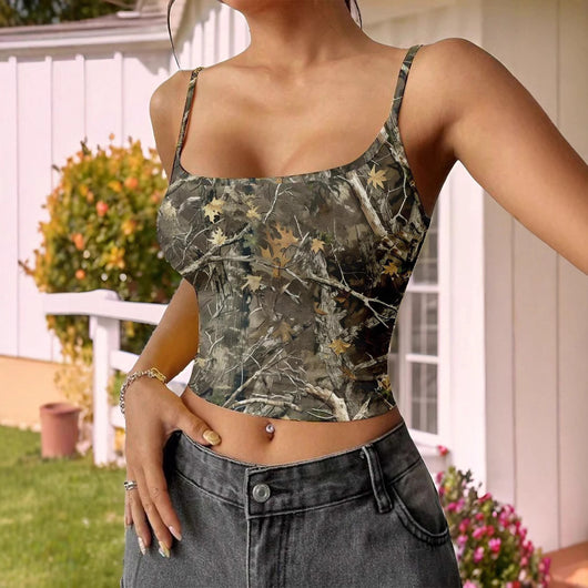 Top Tubo Estampado Retro para Mujer - Tirantes Finos Verano