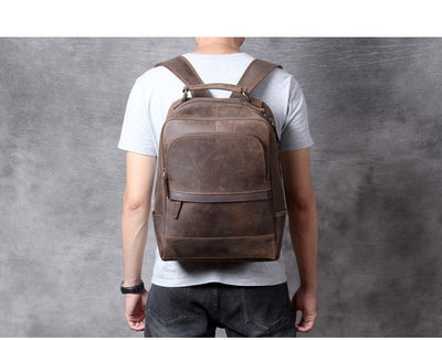 Mochila de Cuero Crazy Horse Estilo Retro para Hombre - Image 12