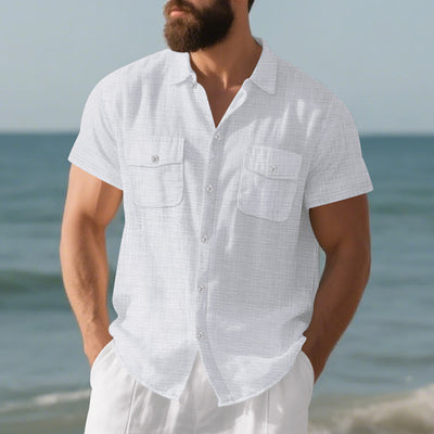 Camisa Suelta de Solapa Lisa para Hombre - Estilo Casual Festivo - Image 37