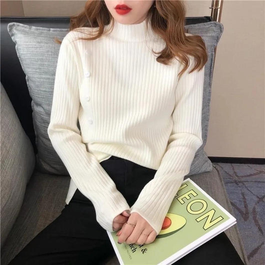 Suéter Coreano Cuello Alto Medio Oversize - Image 18