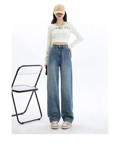 Pantalones Vaqueros de Cintura Alta y Pierna Ancha para Mujer - Diseño Versátil para Primavera y Otoño - Image 14