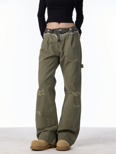 Pantalones Cargo Rotos Rectos Estilo Logging Casual - Image 6