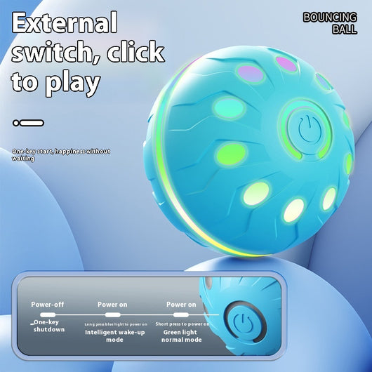 Orange-red automatic pet toy ball with a textured surface and a power button, designed for dogs. - Image 3