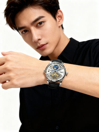 Reloj Automático Tourbillon con Fases Lunares y Diseño Calado - Image 15