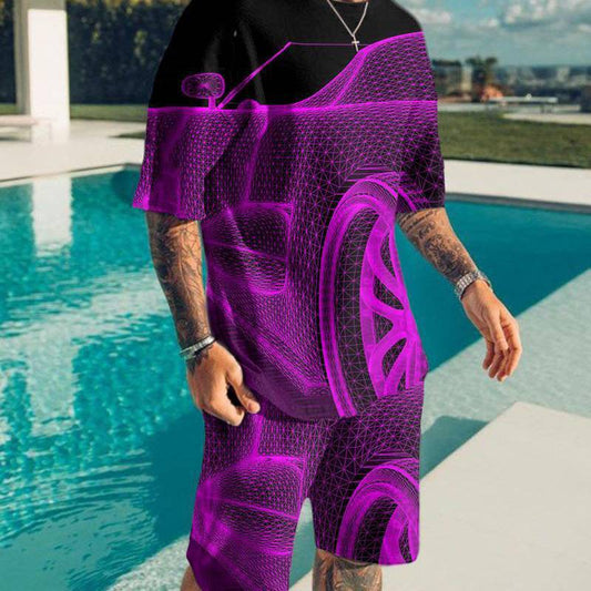 Conjunto Masculino Coreano con Estampado 3D - Traje Casual de Dos Piezas