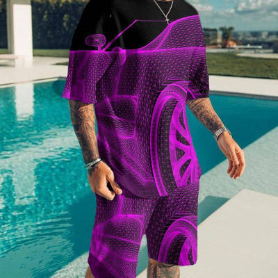 Conjunto Masculino Coreano con Estampado 3D - Traje Casual de Dos Piezas