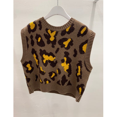 Chaleco Tejido Estampado Leopardo Reductor de Edad para Mujer - Image 3