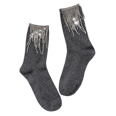 Calcetines Botín de Moda con Diamantes y Flecos para Mujer - Image 7