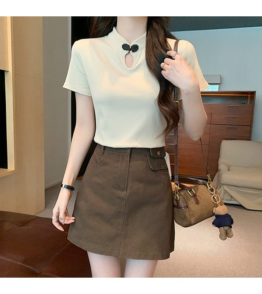 Camiseta de Estilo Chino con Botones de Rana - Manga Corta Verano - Image 12