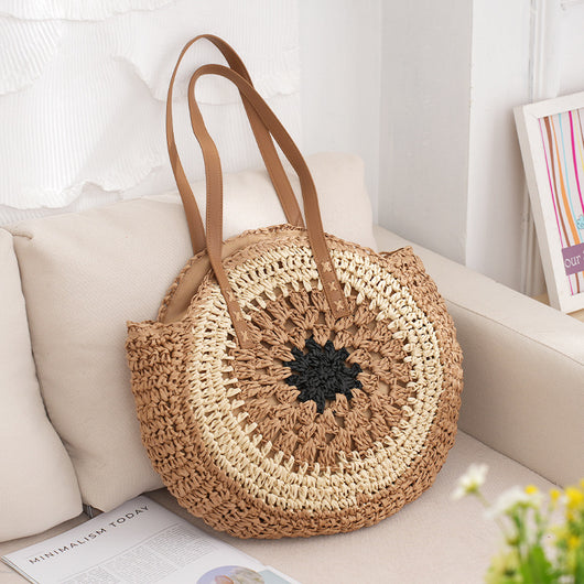 Bolso de Hombro Tejido a Mano con Diseño Multicolor - Estilo Bohemio en Paja Natural - Image 8