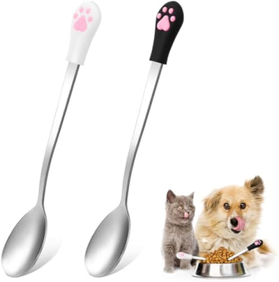 Set de 2 Cucharas para Alimento de Mascotas - Acero Inoxidable con Diseño de Garra