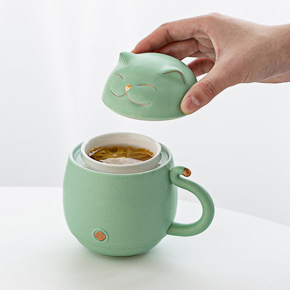 Set de Té Portátil Gato de la Suerte para Viajeros de Negocios