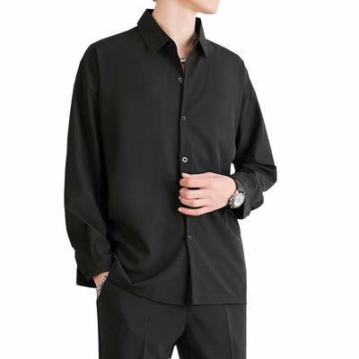 Camisa Suelta de Manga Larga en Seda de Hielo para Hombre - Image 2