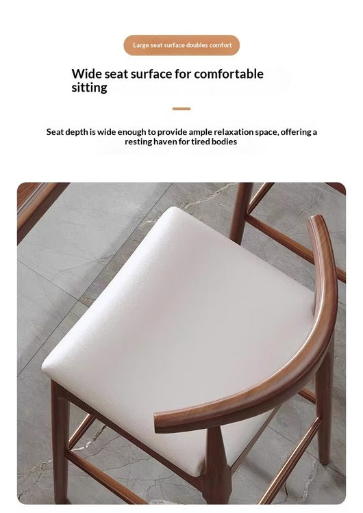 Taburete Minimalista Nórdico en Madera Maciza con Detalles en Cuerno - Image 10