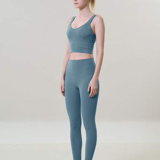 Conjunto de Yoga Ajustado de Cintura Alta con Espalda Abierta para Mujer - Image 4