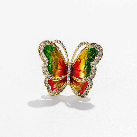 Conjunto de Tres Piezas: Collar, Anillo y Aretes de Perla de Agua Dulce con Diseño de Mariposa - Image 3