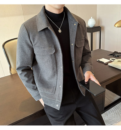 Blazer de Lana Corto para Hombre con Solapa Slim Fit Invierno - Image 19