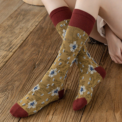 Calcetines de Algodón Puro para Mujer con Diseño Floral