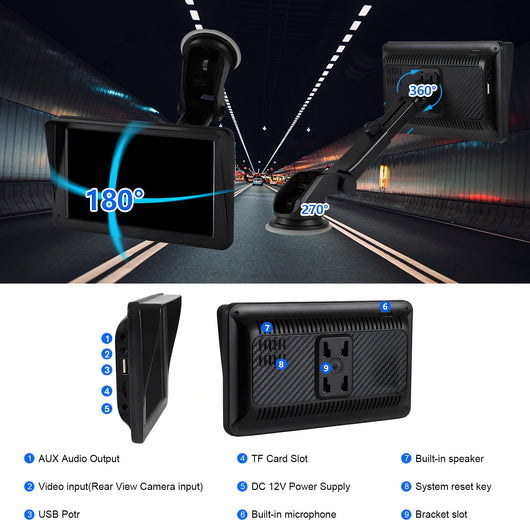 Autoestéreo Portátil 7" con CarPlay Inalámbrico, Android Auto y Bluetooth 5.0 - Image 4