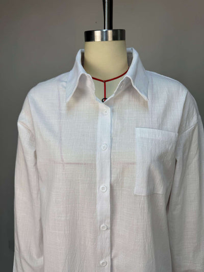 Conjunto Elegante: Camisa Blanca Suelta y Pantalón Ancho de Pierna Amplia - Image 8
