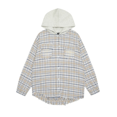 Camisa a Cuadros con Capucha Versátil para Hombre - Image 2