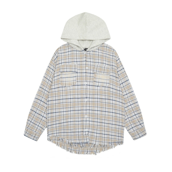 Camisa a Cuadros con Capucha Versátil para Hombre