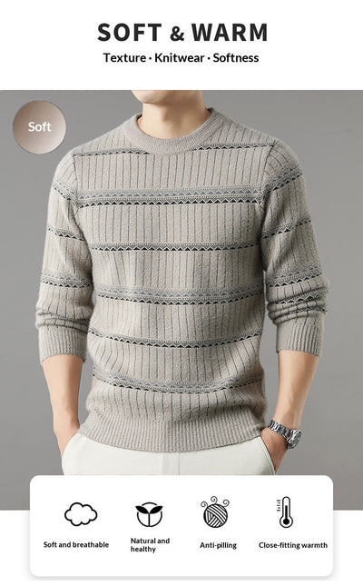 Suéter Grueso de Cuello Redondo para Hombre con Forro Polar y Textura de Visón Sintético - Image 12