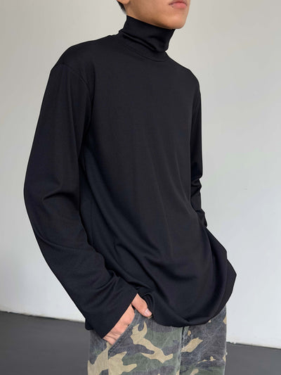 Camiseta Manga Larga Hombre Cuello Alto Color Sólido Versátil - Image 8