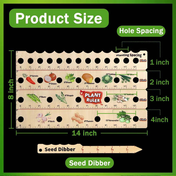 Regla de Madera para Semilleros - Herramienta Multifuncional de Siembra