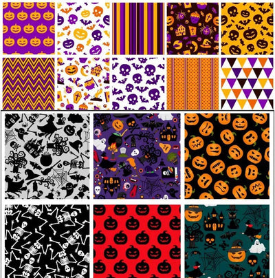 Tela Decorativa Calavera Calabaza Fantasma para Patchwork DIY - Tejido Impreso Digital - Image 14