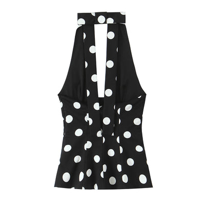 Blusa Elegante con Lunares y Escote Halter - Image 7