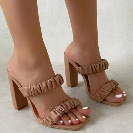 Sandalias de Tacón Cuadrado con Punta Abierta - Chanclas de Playa y Exterior - Image 3