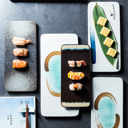Bandeja Rectangular de Cerámica para Sushi Japonesa - Image 3
