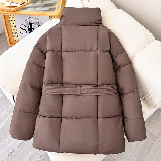 Abrigo a Cuadros con Cinturón - Chaqueta Gruesa Casual para Otoño e Invierno - Image 7