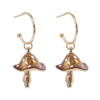 Aretes Colgantes Tres Hongos Dorados para Mujer - Diseño Trendy y Dulce - Image 22